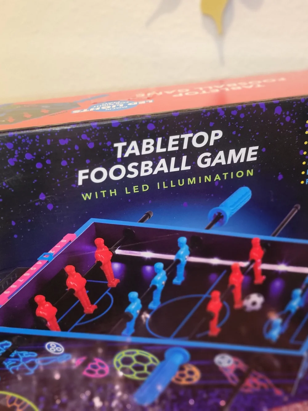 Tabletop Foosball Game with LED Illumination - Red & Blue Players